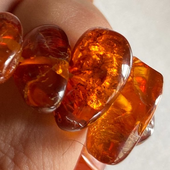 Bracelet Genuine Amber Stretch One Size Fits All Unisex Jewelry Women's Men's - Picture 4 of 11